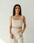 Sleeveless Adjustable Blouse - Beige - MOR Collections