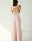 Pocketed High-Rise Wide Leg Trouser - Blush - MOR Collections