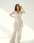 Sleeveless Adjustable Blouse - Beige - MOR Collections