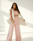 Pocketed High-Rise Wide Leg Trouser - Blush - MOR Collections