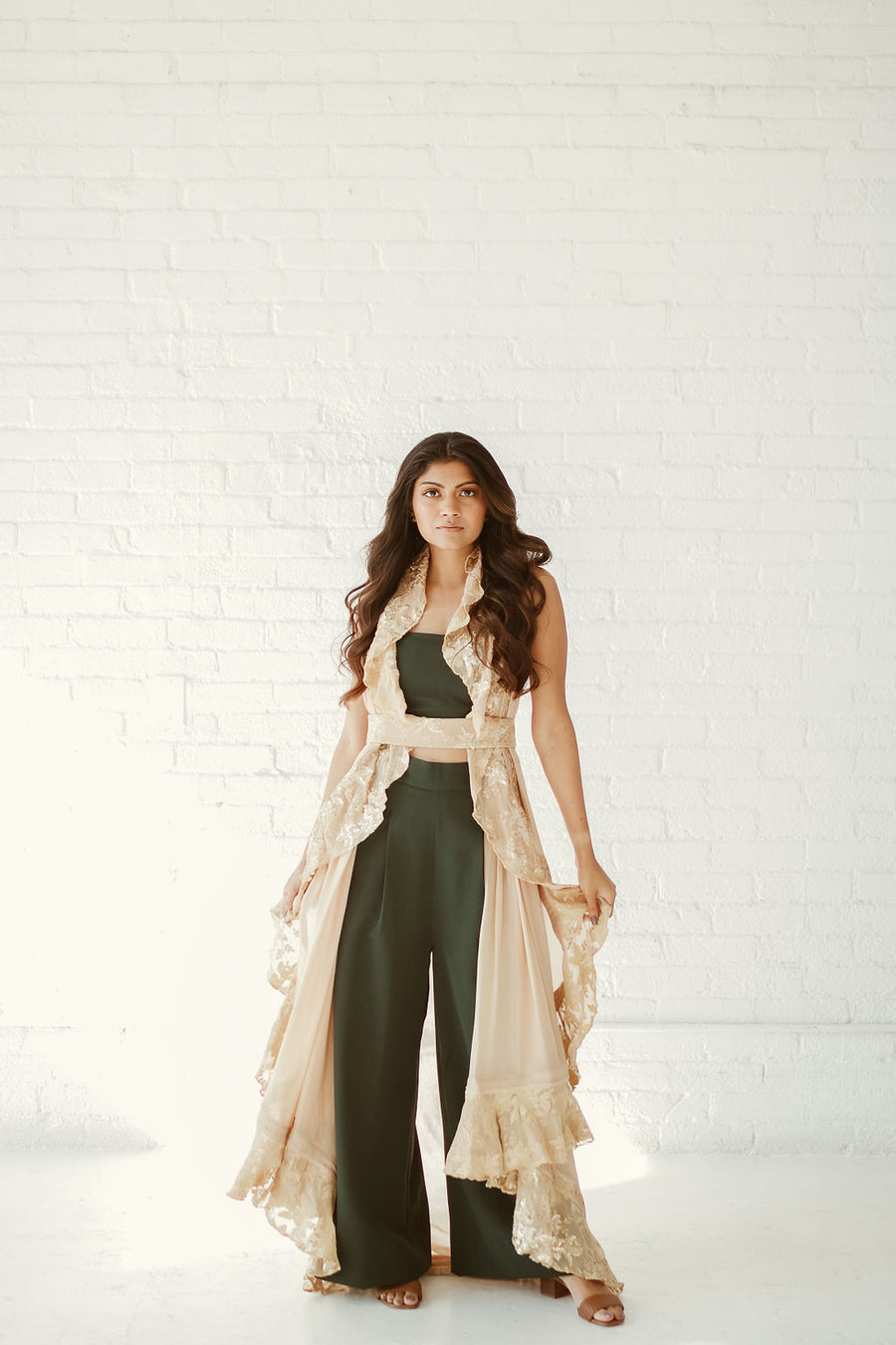 Pocketed High-Rise Wide Leg Trouser - Emerald - MOR Collections