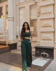 Pocketed High-Rise Wide Leg Trouser - Emerald - MOR Collections