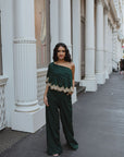 Pocketed High-Rise Wide Leg Trouser - Emerald - MOR Collections